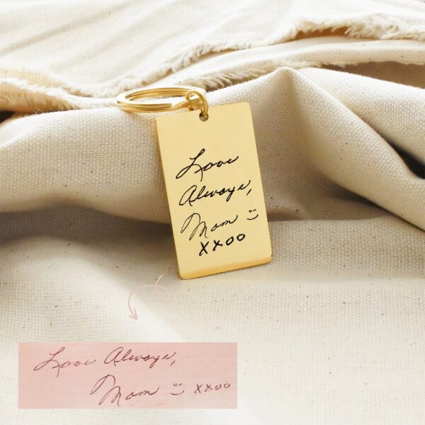 Custom name and message stainless steel keychain gift."