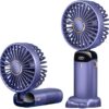 Mini Portable Fan with Rechargeable USB, High-Speed Handheld Desk Fan with Base, Lightweight for Travel & Home Use