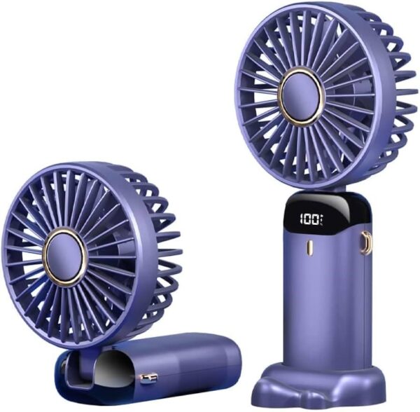 Mini Portable Fan with Rechargeable USB, High-Speed Handheld Desk Fan with Base, Lightweight for Travel & Home Use