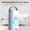 Double Head Mist Cooling Fan | Remote Control Mini Air Cooler | LED Light Spray Fan