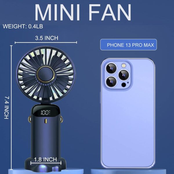 Mini Portable Fan with Rechargeable USB, High-Speed Handheld Desk Fan with Base, Lightweight for Travel & Home Use