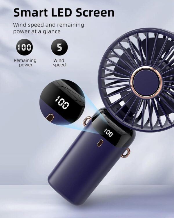 Mini Portable Fan with Rechargeable USB, High-Speed Handheld Desk Fan with Base, Lightweight for Travel & Home Use