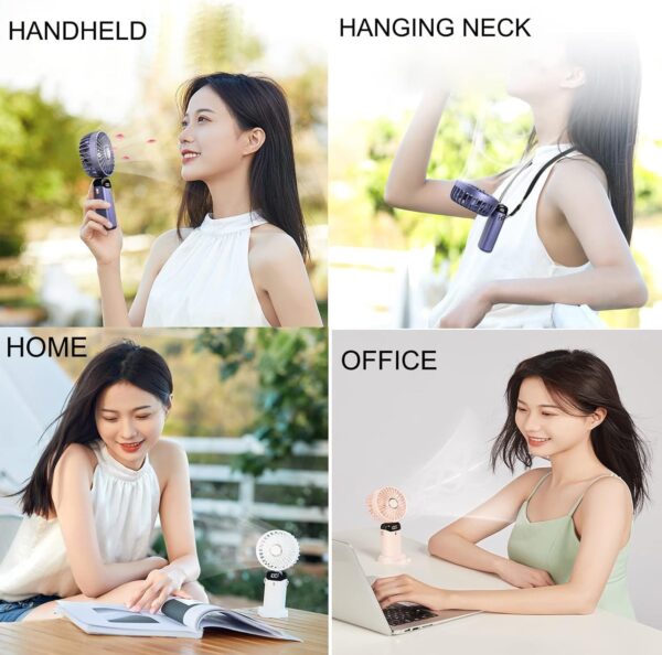 Mini Portable Fan with Rechargeable USB, High-Speed Handheld Desk Fan with Base, Lightweight for Travel & Home Use