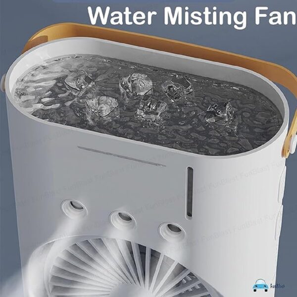 Double Head Mist Cooling Fan | Remote Control Mini Air Cooler | LED Light Spray Fan