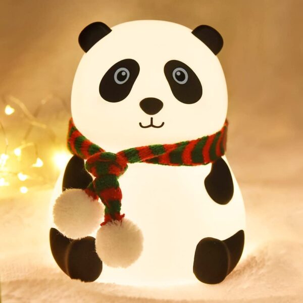 Cute Panda Night Lamp for Kids glowing in 7 colors Soft Silicone BPA-Free Panda Nightlight on bedside table Rechargeable LED Panda Lamp for Toddlers and Teens MoonlitDreams Panda Light Gift Box Packaging