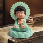Plastic Solar Powered Buddha Statue with Moving Head - Mix Color