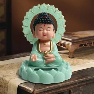 Plastic Solar Powered Buddha Statue with Moving Head - Mix Color