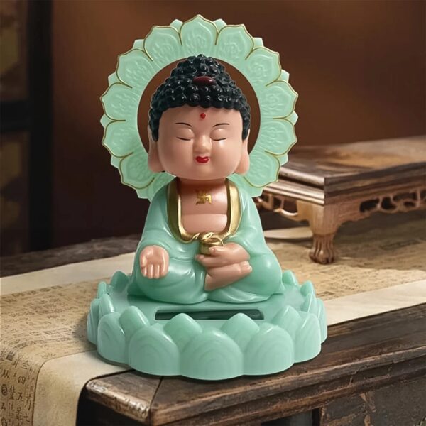 Plastic Solar Powered Buddha Statue with Moving Head - Mix Color