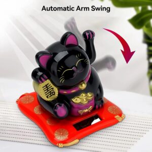 Solar Powered Waving Lucky Cat Wealth Figurine - Mix Color