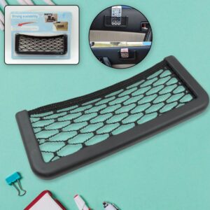 Stick-on mesh net car seat side organizer for storing phones, purses and small items
