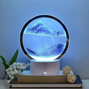 Colorful moving sand art frame with LED light for desk or gift