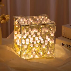 Cube Tulip Flower Night Lamp - Multicolor LED Decorative Light