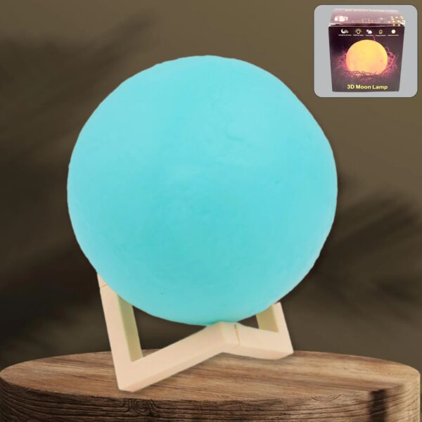 "Blue Moon Night Lamp with Plastic Stand - 15x12 cm"