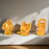 Golden Laughing Buddha Set of 6 Statues for Wealth and Happiness Decor