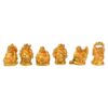 Golden Laughing Buddha Set of 6 Statues for Wealth and Happiness Decor