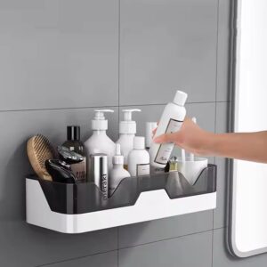 Plastic adhesive wall mounted bathroom shower caddy shelf – no drilling, waterproof organizer