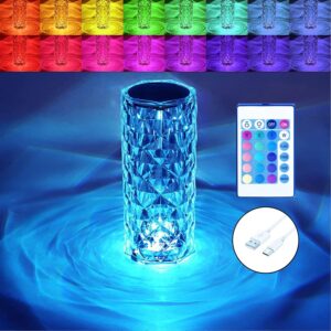Crystal design night light with 16 color options and remote control – perfect for bedroom and mood lighting