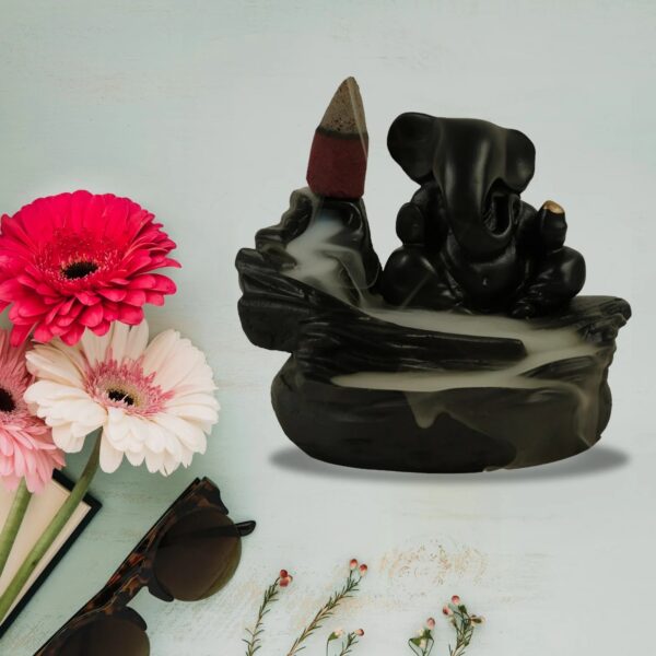 Smoke Fountain Ganesha Idol with Backflow Incense Cones for Home Decor & Meditation