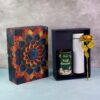 Effete Kulfi Almonds Gift Hamper with Golden Rose & Decorative Bottle – 3 Pc Luxury Gift Set