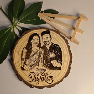Personalized Wooden Engraved Photo Frame with Stand – Diwali Gift