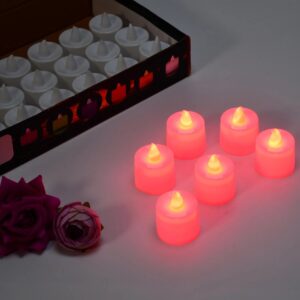 Red LED Tealights Flameless Smokeless Candles – 24 Pack