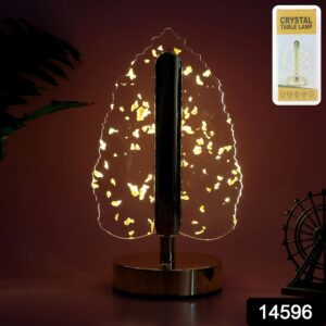 Premium Golden Crystal Leaf-Shaped LED Table Lamp with Golden Base