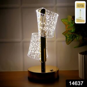 Luxury Crystal LED Double Shade Table Lamp with Elegant Decorative Design