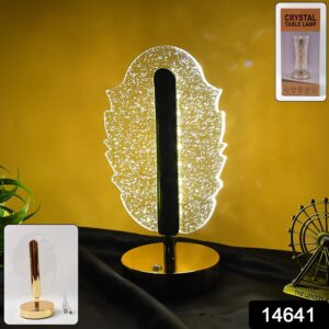 Elegant Feather Shape Crystal Table Lamp with LED Decorative Design