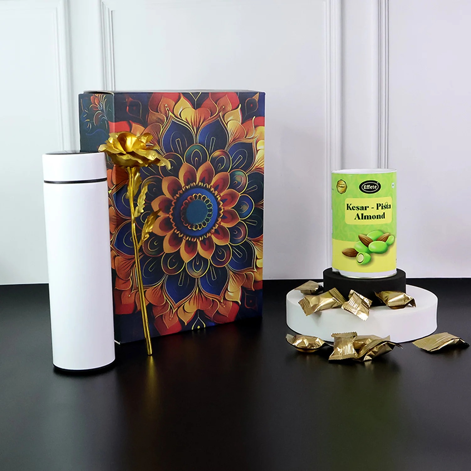 19708 Kesar Pista Bottle Rose Box – Premium Dry Fruit & Gift Hamper