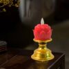 Premium Lotus Shaped LED Flameless Candle with Decorative Holder